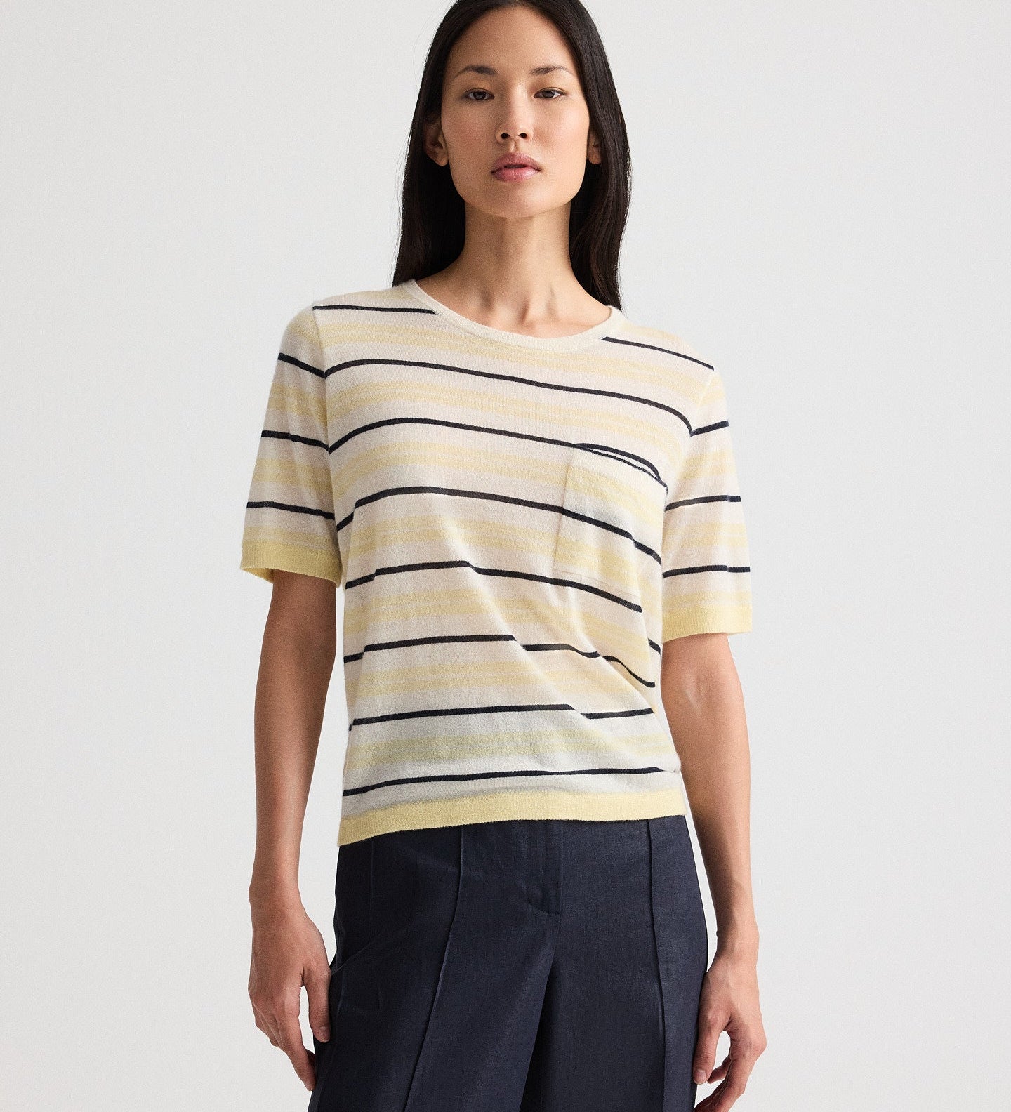 TWP - Striped Short Sleeve Tee in Superfine Cashmere