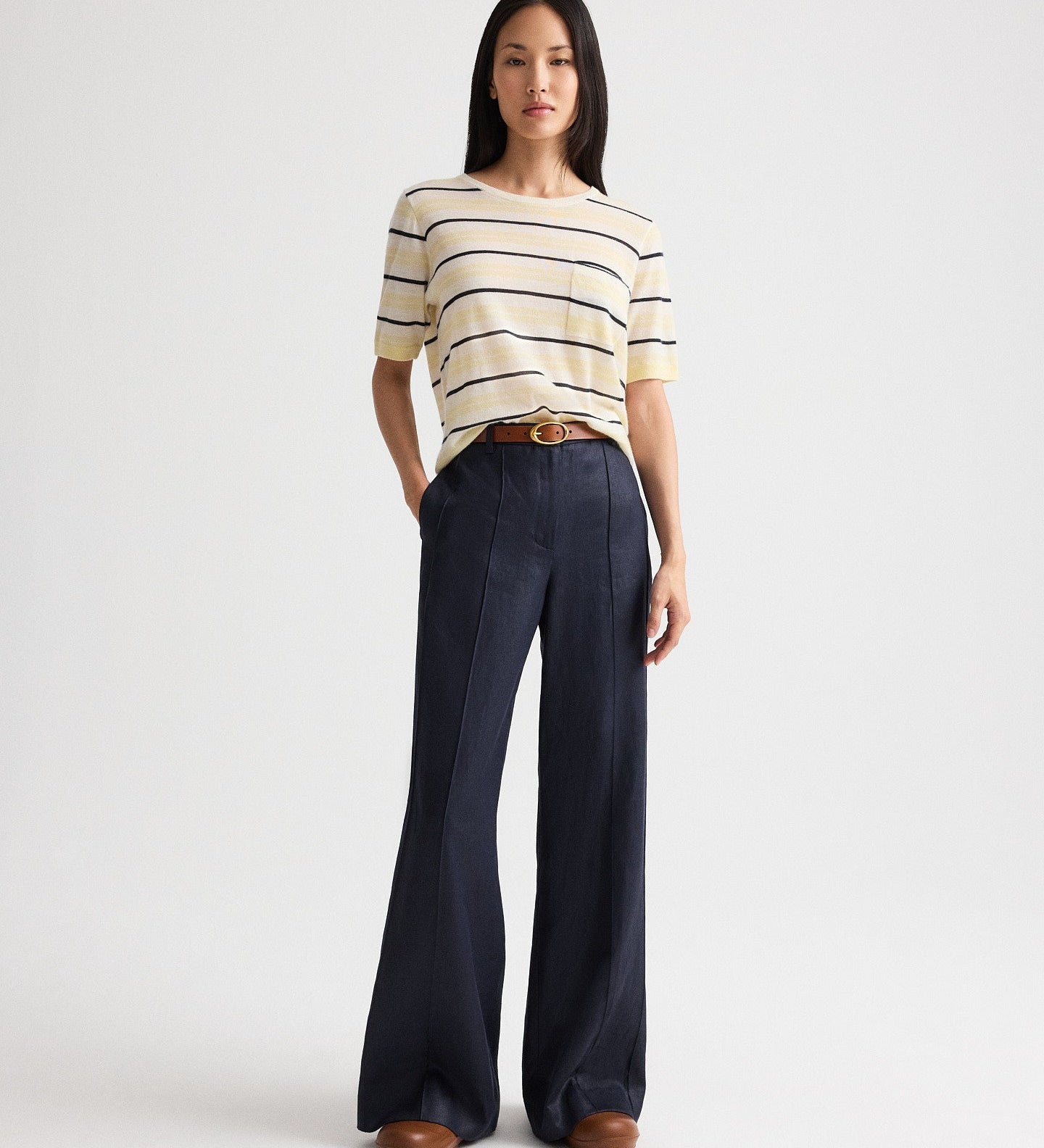 TWP - Striped Short Sleeve Tee in Superfine Cashmere