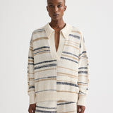 TWP - V Neck Long Sleeve Polo in Linen Silk Yarn