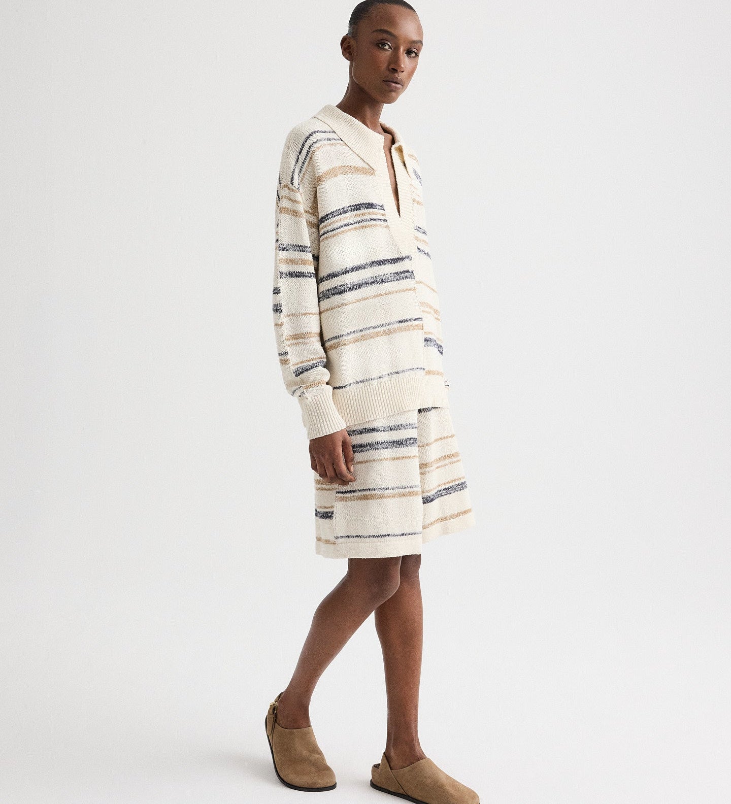 TWP - V Neck Long Sleeve Polo in Linen Silk Yarn