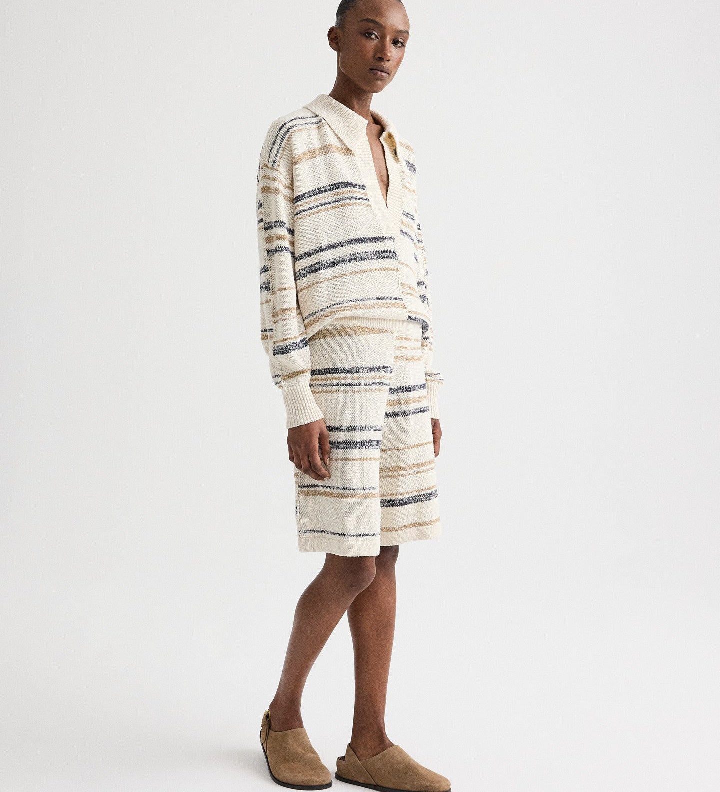 TWP - Intarsia Stripe Short in Linen Silk Yarn