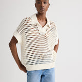 TWP - Supersized Open Knit Polo in Linen Silk