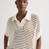 TWP - Supersized Open Knit Polo in Linen Silk