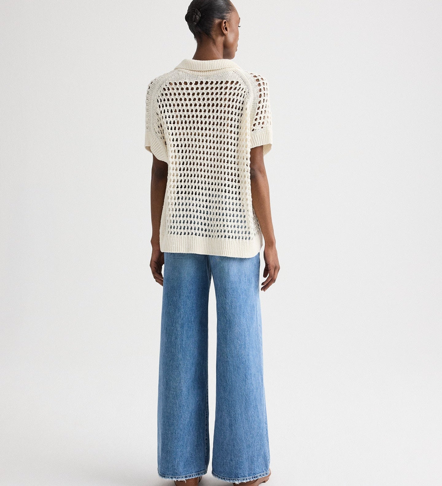 TWP - Supersized Open Knit Polo in Linen Silk