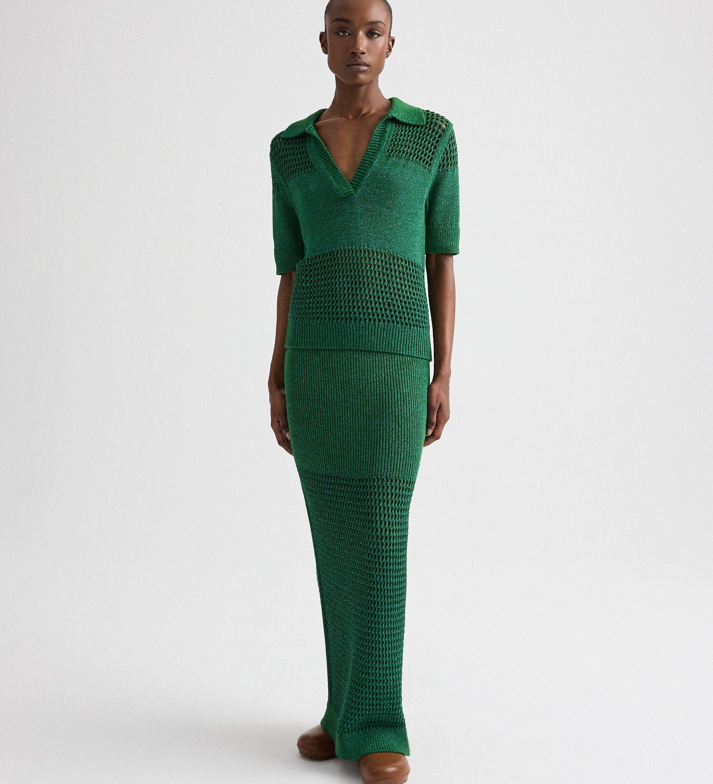 TWP - Slightly Oversized Open Knit Polo in Silk Blend Yarn