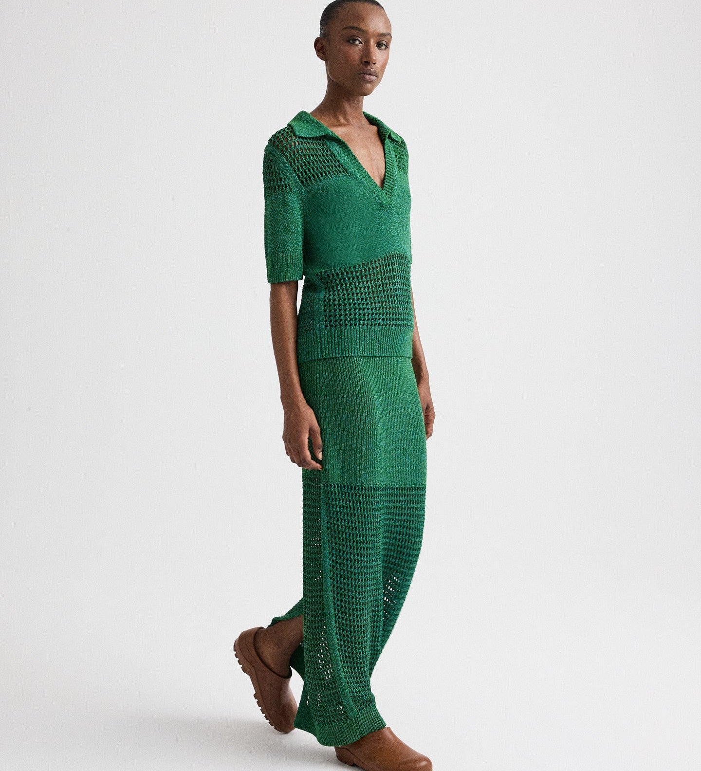 TWP - Slightly Oversized Open Knit Polo in Silk Blend Yarn