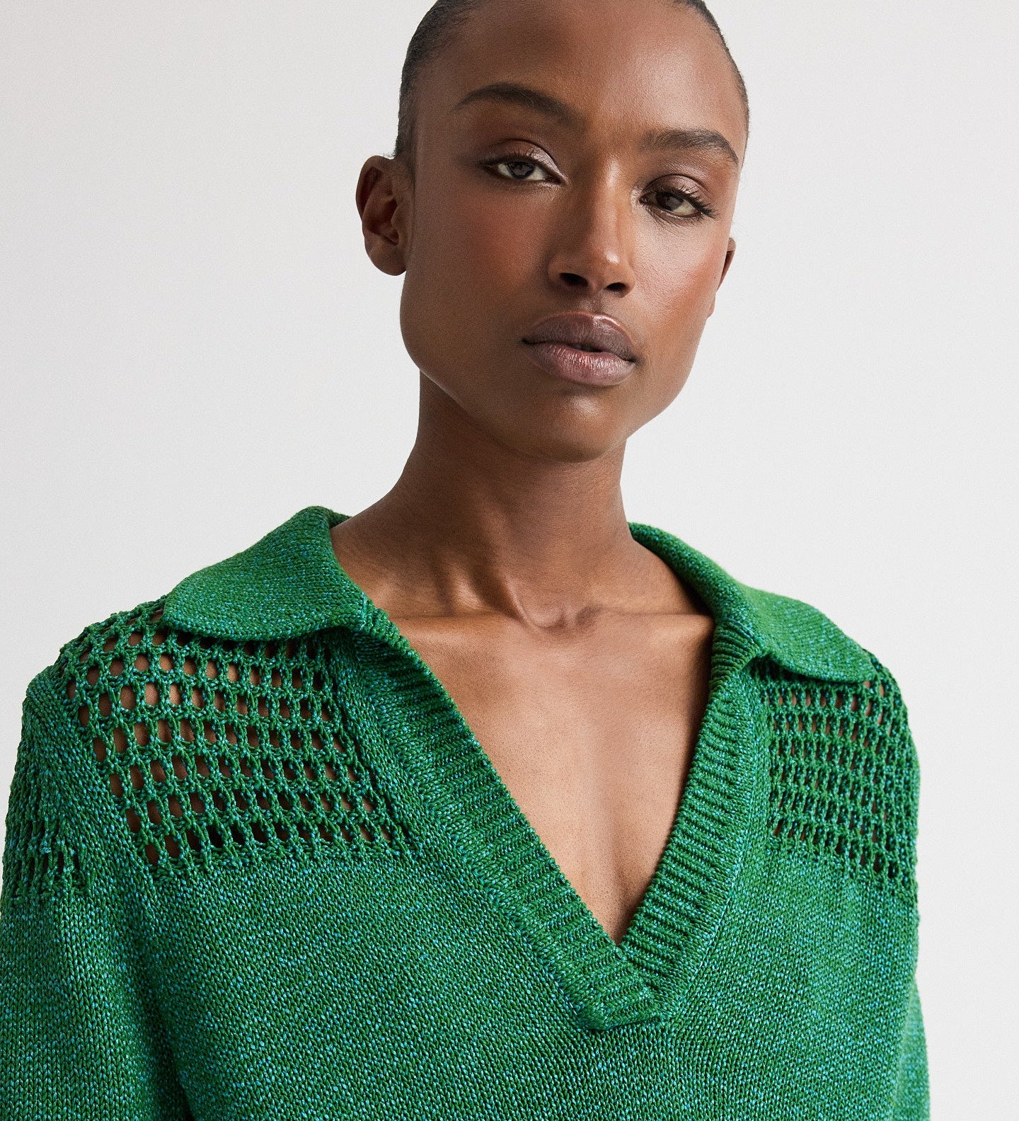 TWP - Slightly Oversized Open Knit Polo in Silk Blend Yarn