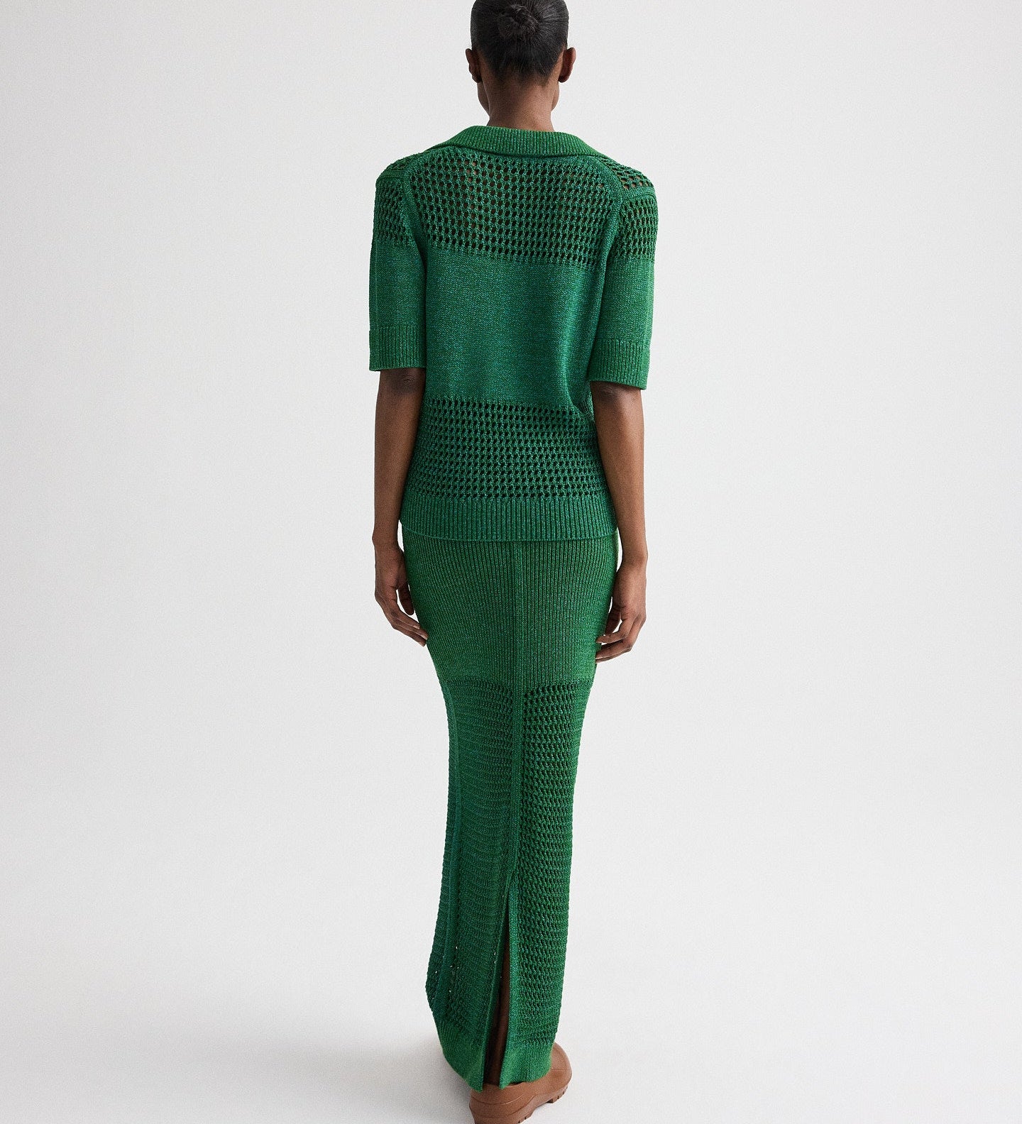 TWP - Slightly Oversized Open Knit Polo in Silk Blend Yarn