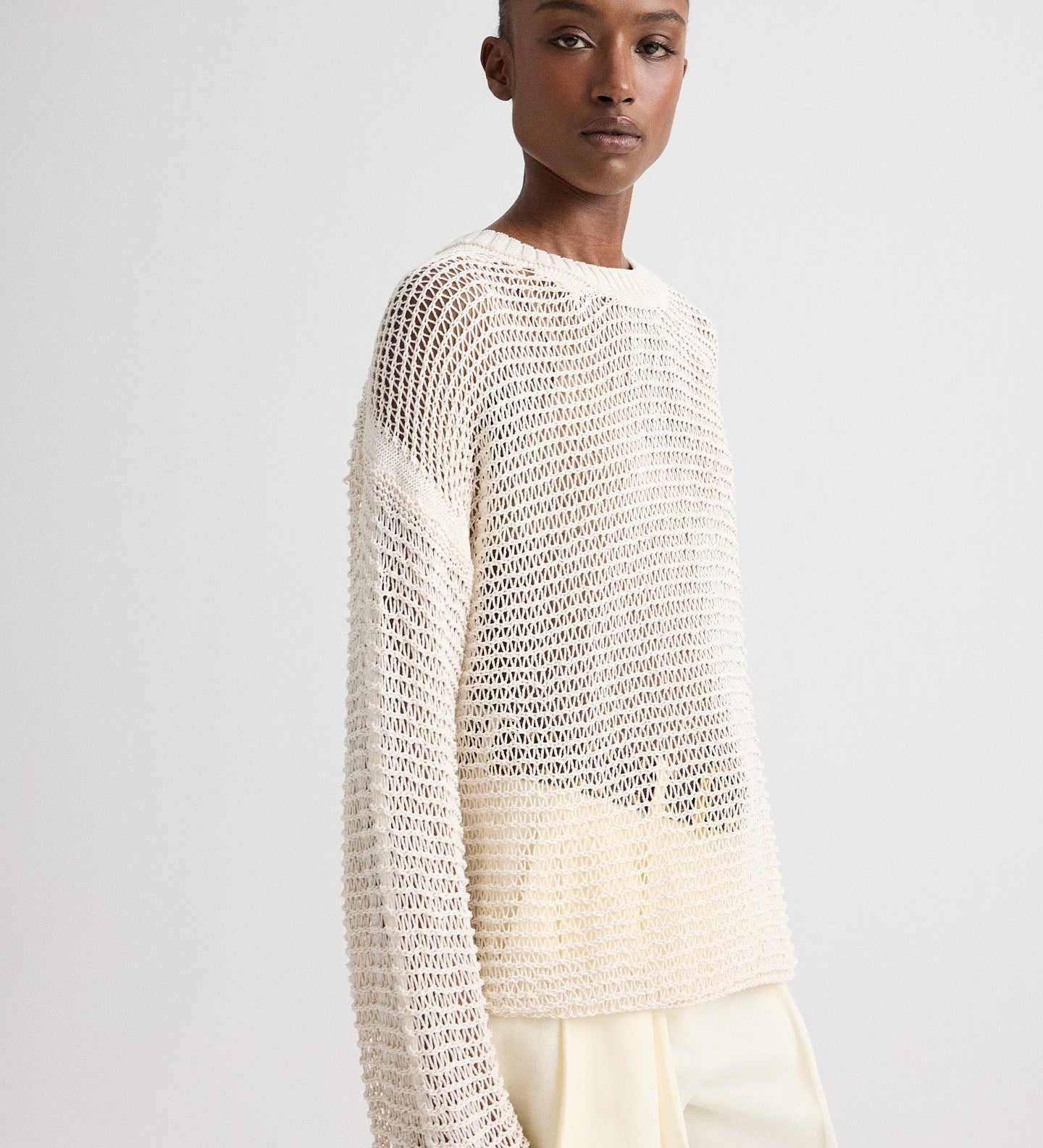 TWP - Wide Crew L/S Pullover in Silk Blend Yarn