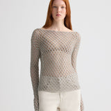 TWP - Hand Crochet Slash Neck Top in Metallic Yarn