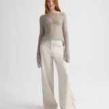TWP - Hand Crochet Slash Neck Top in Metallic Yarn