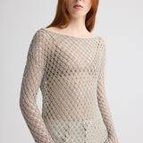 TWP - Hand Crochet Slash Neck Top in Metallic Yarn