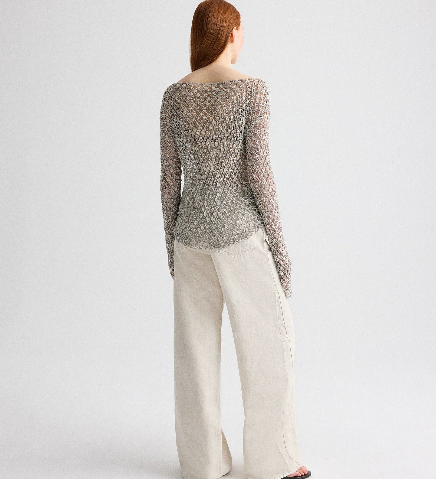 TWP - Hand Crochet Slash Neck Top in Metallic Yarn