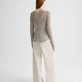 TWP - Hand Crochet Slash Neck Top in Metallic Yarn