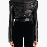 Khaite - York Jacket with Cord Embroidery in Black Leather
