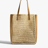 Khaite - Zoe Tote in Natural Raffia with Mud Suede