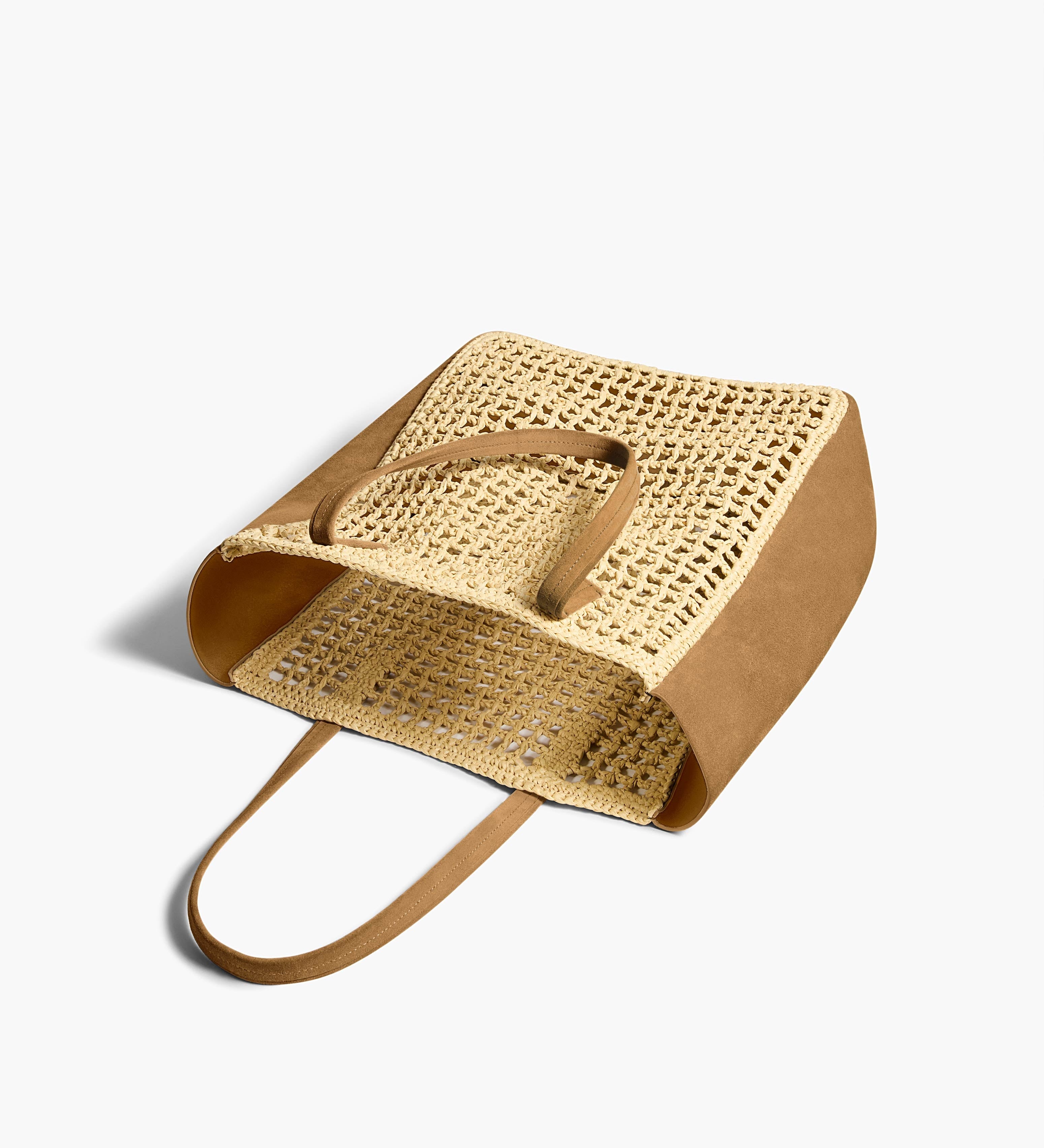 Khaite - Zoe Tote in Natural Raffia with Mud Suede