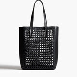 Khaite - Small Zoe Tote in Black Raffia with Black Leather