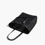 Khaite - Small Zoe Tote in Black Raffia with Black Leather