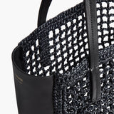 Khaite - Small Zoe Tote in Black Raffia with Black Leather