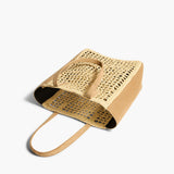 Khaite - Small Zoe Tote in Natural Raffia with Mud Suede