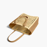 Khaite - Small Zoe Tote in Natural Raffia with Mud Suede