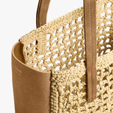 Khaite - Small Zoe Tote in Natural Raffia with Mud Suede