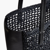Khaite - Zoe Tote in Black Raffia with Black Leather