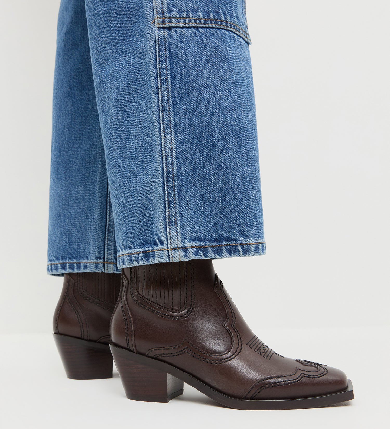 Loeffler Randall - Agnes Brown Leather Western Boot