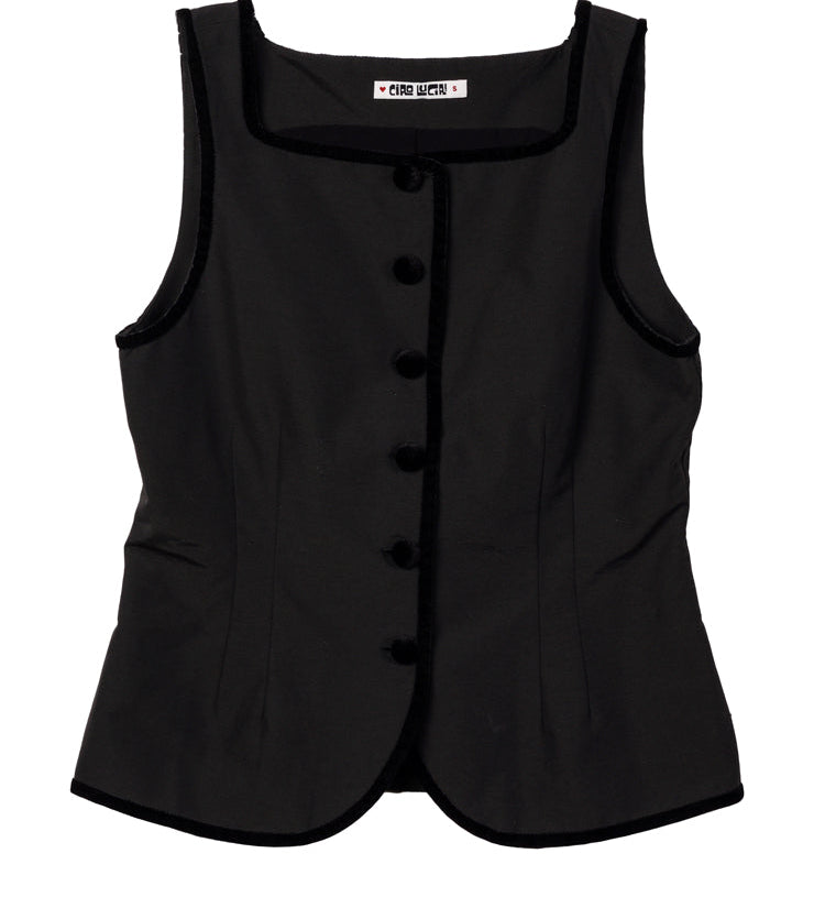 Ciao Lucia - Amira Faille Velvet Trim Sleeveless Top