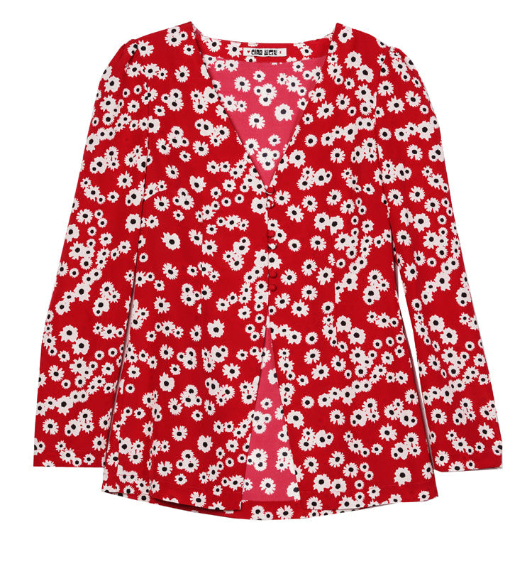 Ciao Lucia - Augustine Peony Print Long Sleeved Top