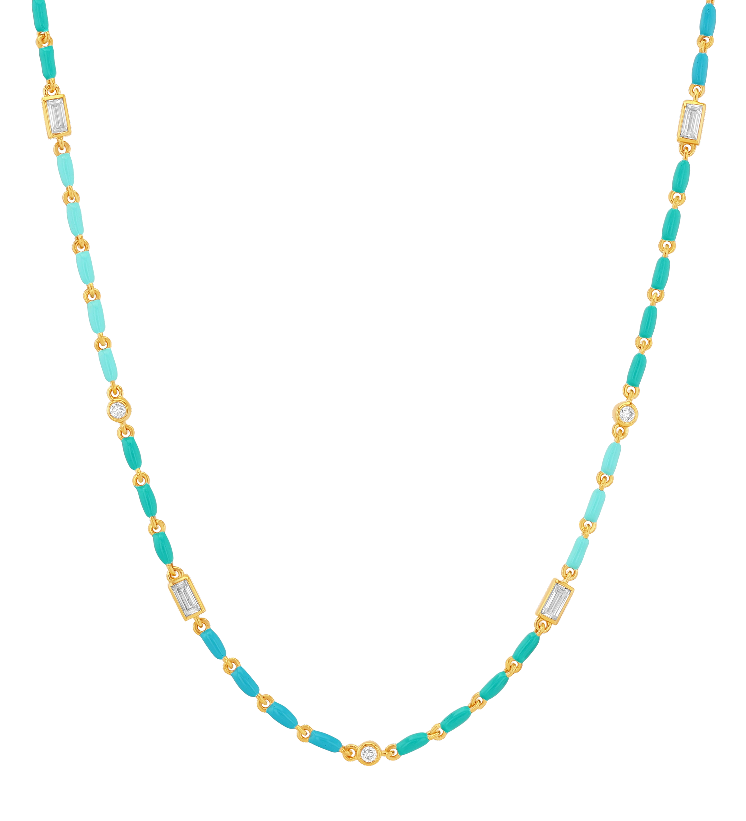 Dorsey - ENAMEL MOISSANITE NECKLACE IN AZUR, 18K GOLD VERMEIL