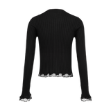 Saint Laurent - Lace - Trimmed Ribbed Knit Top