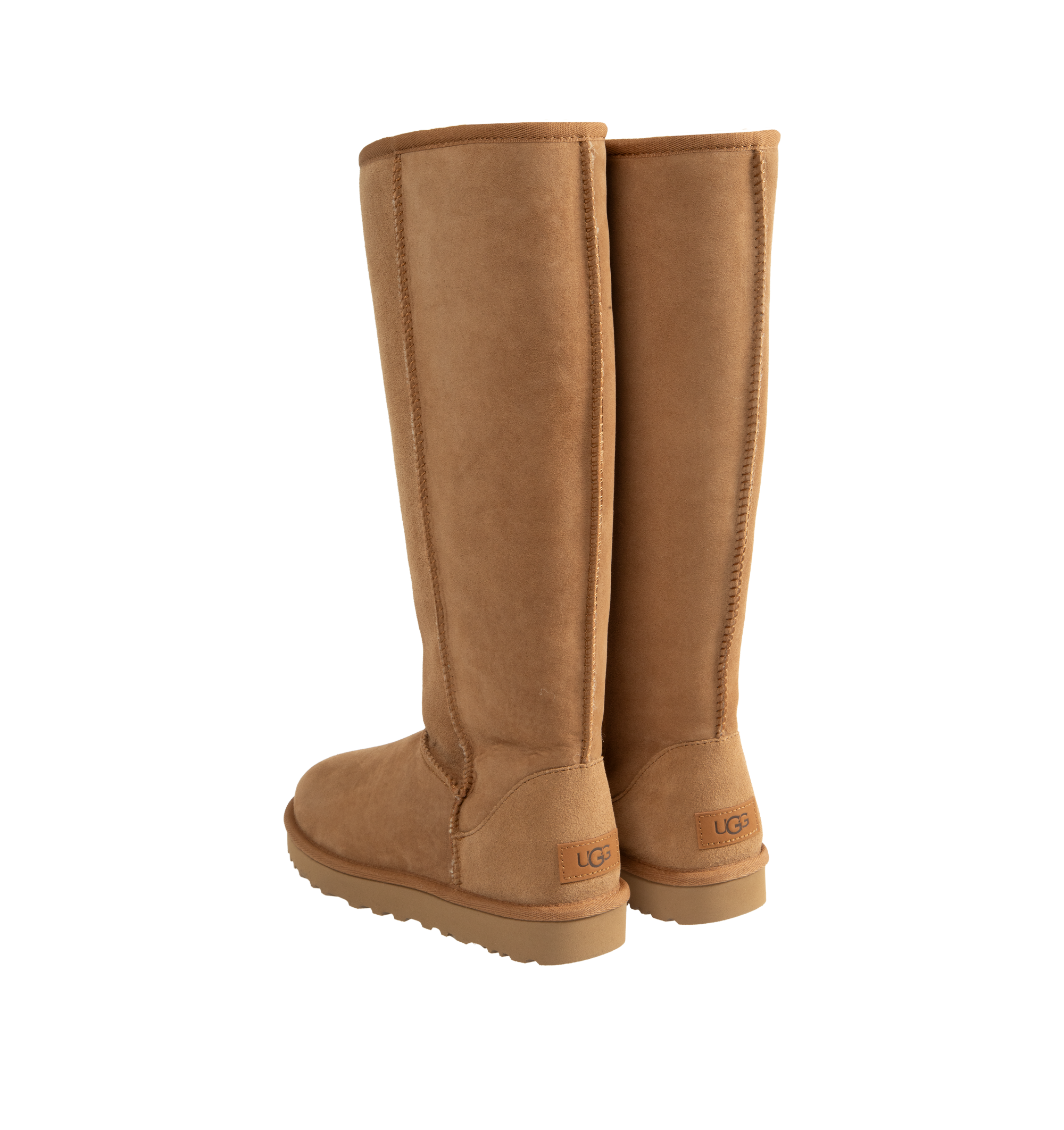 Image 3 of 4 - BROWN - Ugg Women's Classic Ultra Tall Boot is a sky-high version of the iconic style. Featuring a 15-inch shaft height, plush sheepskin lining, and an ultra-lightweight rubber outsole for comfort. Main Material: 17mm Twinface Sheepskin. Lining: 17mm Sheepskin. Insole: 17mm Sheepskin. Sole: Sugarcane EVA. Details: Overlock Stitch Seams. 