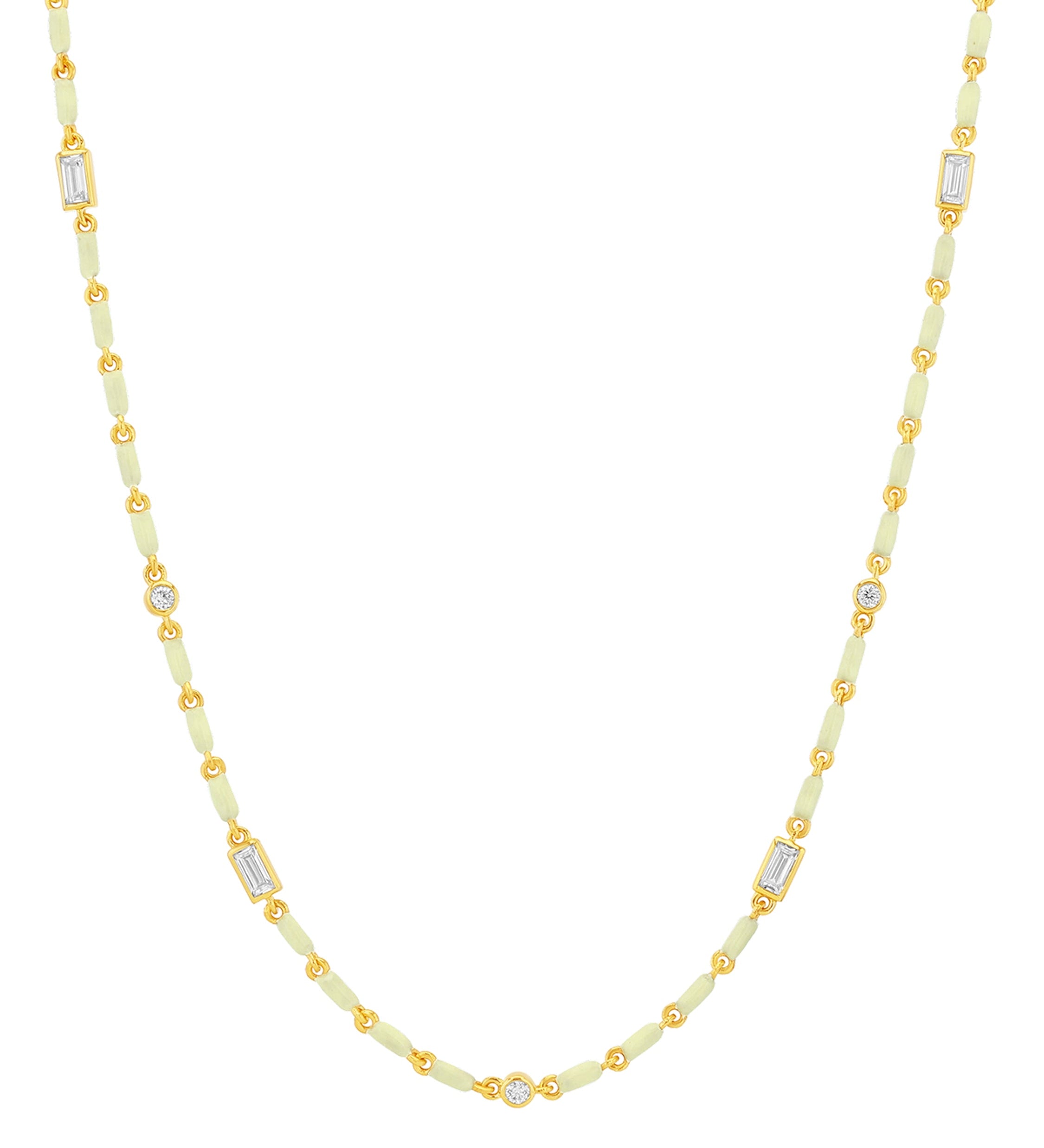 Dorsey - ENAMEL MOISSANITE NECKLACE IN BEURRE, 18K GOLD VERMEIL