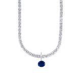 Dorsey - LAB BLUE SAPPHIRE EAST WEST OVAL PENDANT, SILVER
