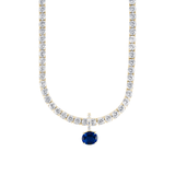 Dorsey - LAB BLUE SAPPHIRE EAST WEST OVAL PENDANT, GOLD