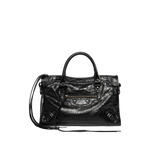 Image 1 of 3 - BLACK - Balenciaga Women's Le City Small Bag is crafted from supple leather and features the house's iconic slouchy silhouette with rolled top handles, signature buckle detailing, and an adjustable, detachable shoulder strap for versatile styling. Designed with a spacious zip-top main compartment, this designer handbag blends Balenciaga's archival motorcycle-inspired aesthetic with everyday functionality. Main Material: Leather. Dimensions: 30 x 19 x 10 cm. Made in Italy.
