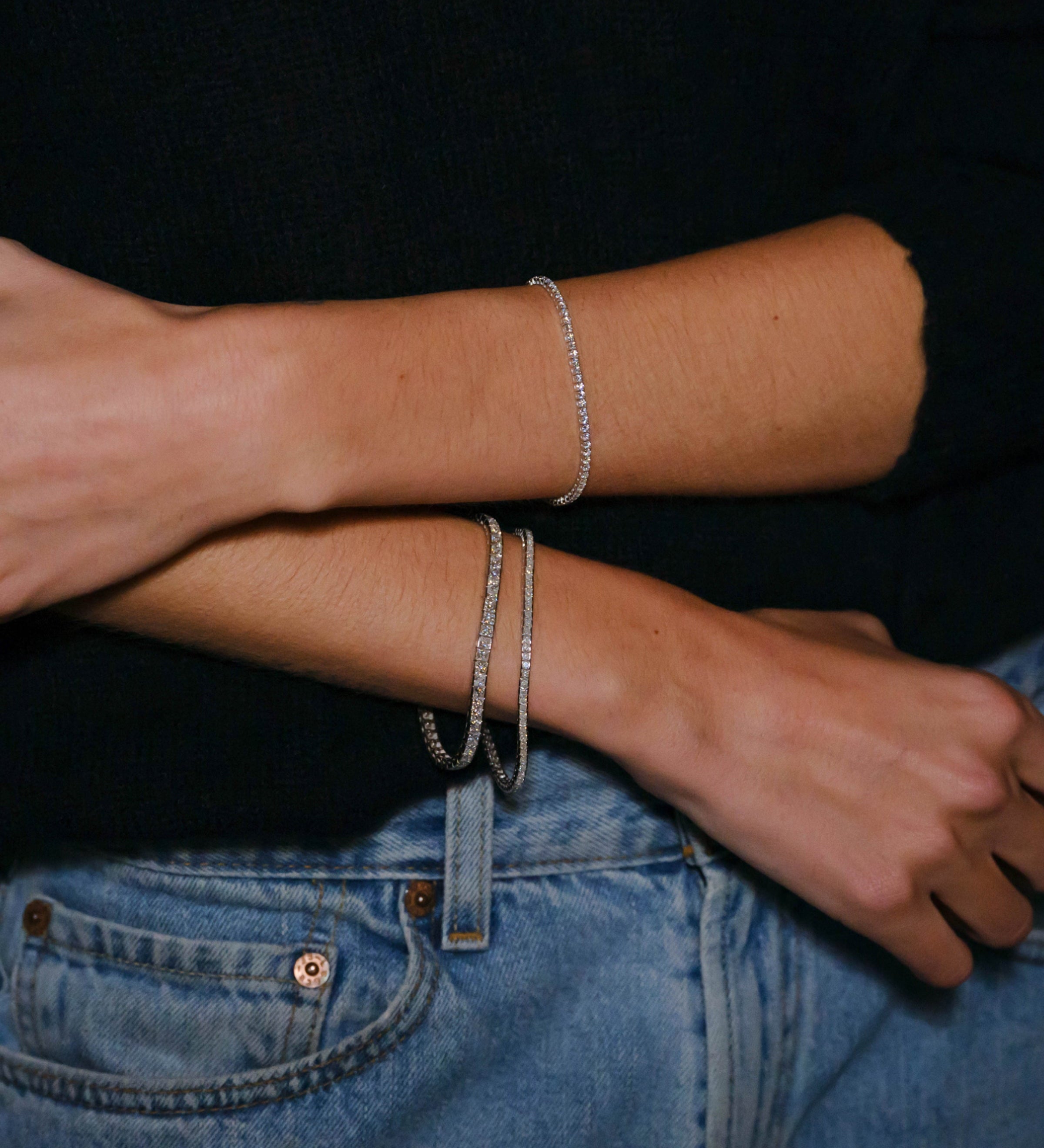 Dorsey - KATE RIVIÈRE BRACELET IN 2MM MOISSANITE, 18K GOLD VERMEIL