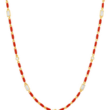 Dorsey - ENAMEL MOISSANITE NECKLACE IN CERISE, 18K GOLD VERMEIL