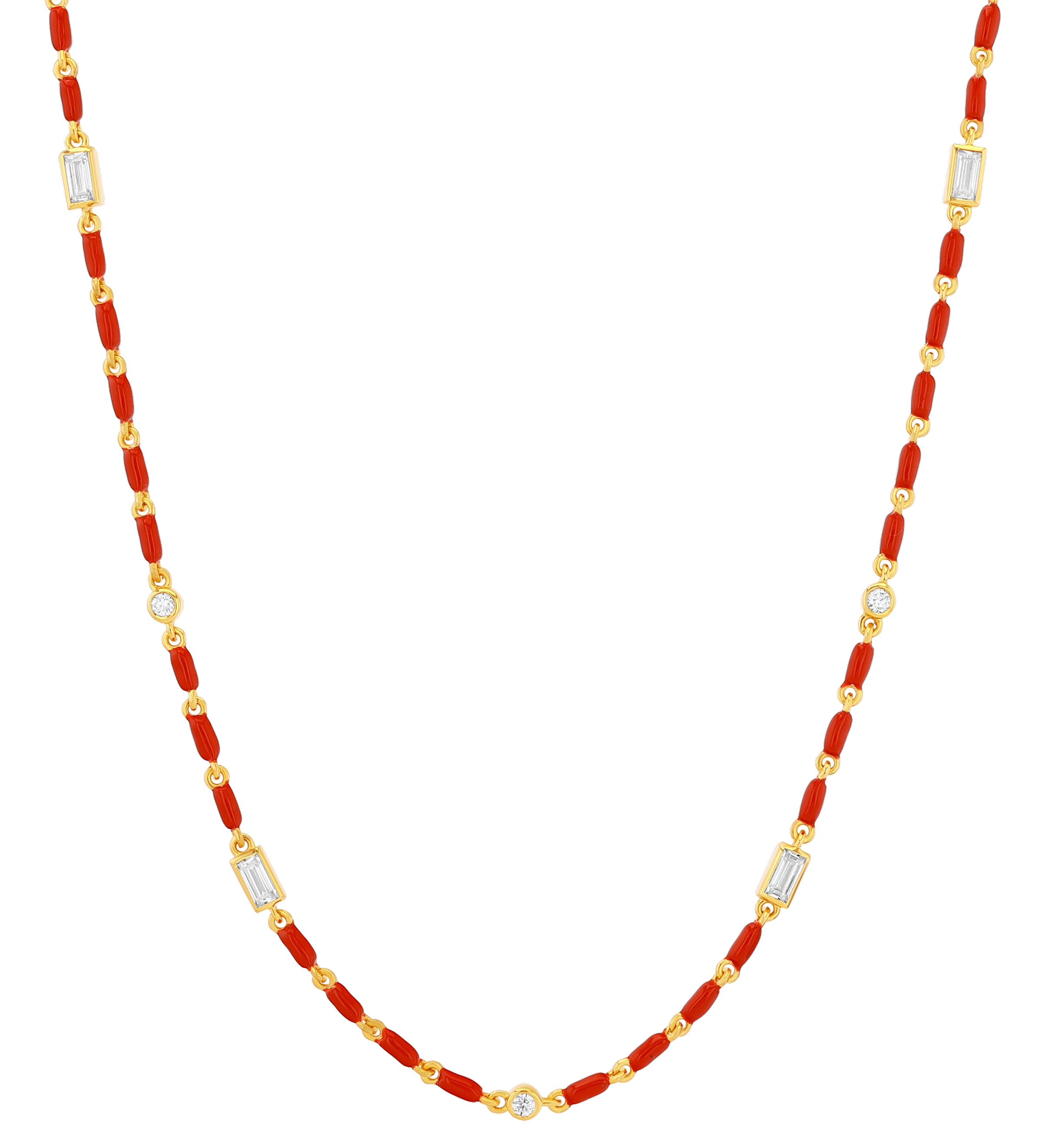 Dorsey - ENAMEL MOISSANITE NECKLACE IN CERISE, 18K GOLD VERMEIL