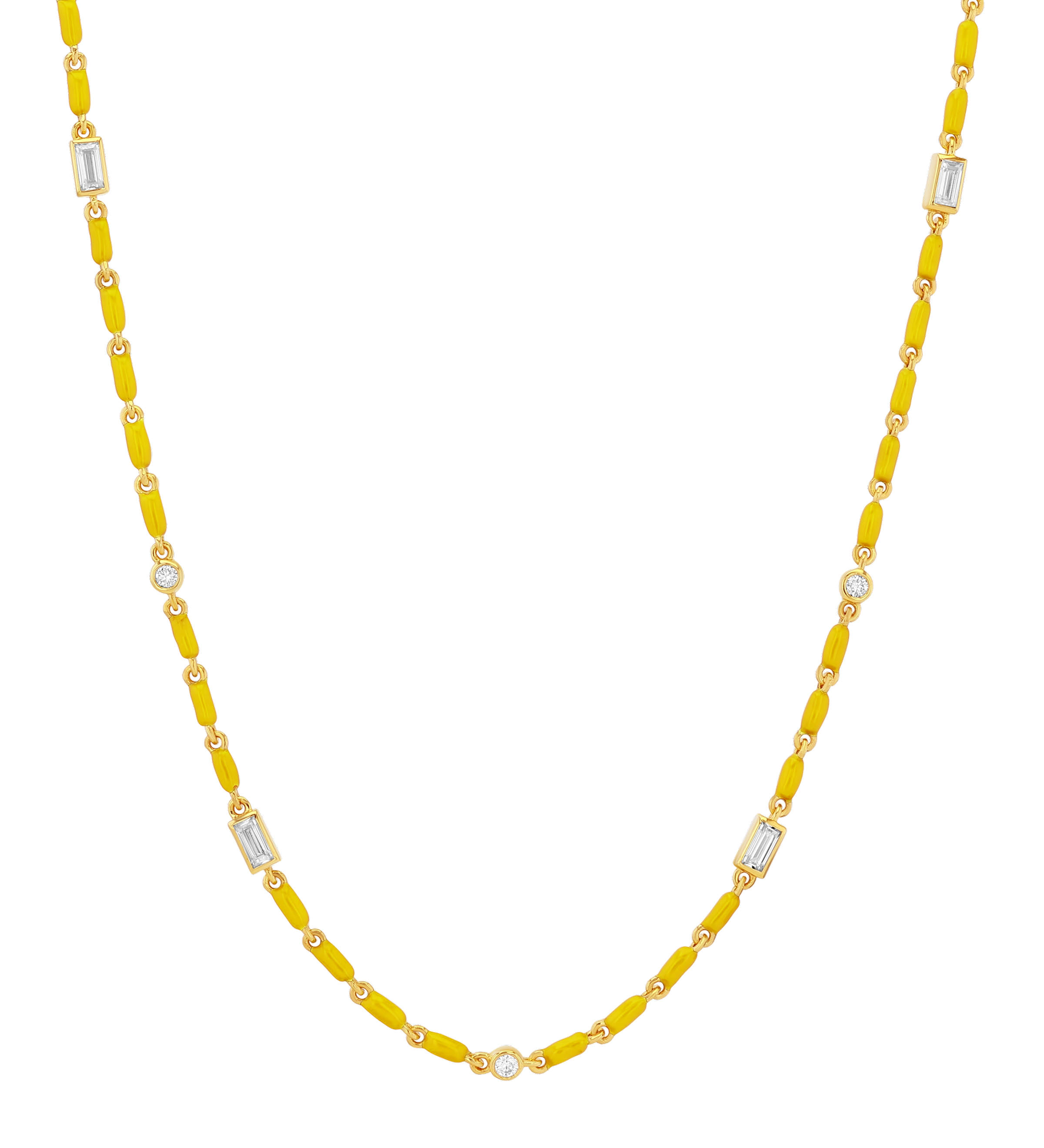 Dorsey - ENAMEL MOISSANITE NECKLACE IN CITRON, 18K GOLD VERMEIL