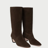 Cleo Brown Suede Mid-Calf Boot in brown suede