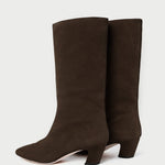 Cleo Brown Suede Mid-Calf Boot in brown suede