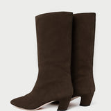Cleo Brown Suede Mid-Calf Boot in brown suede