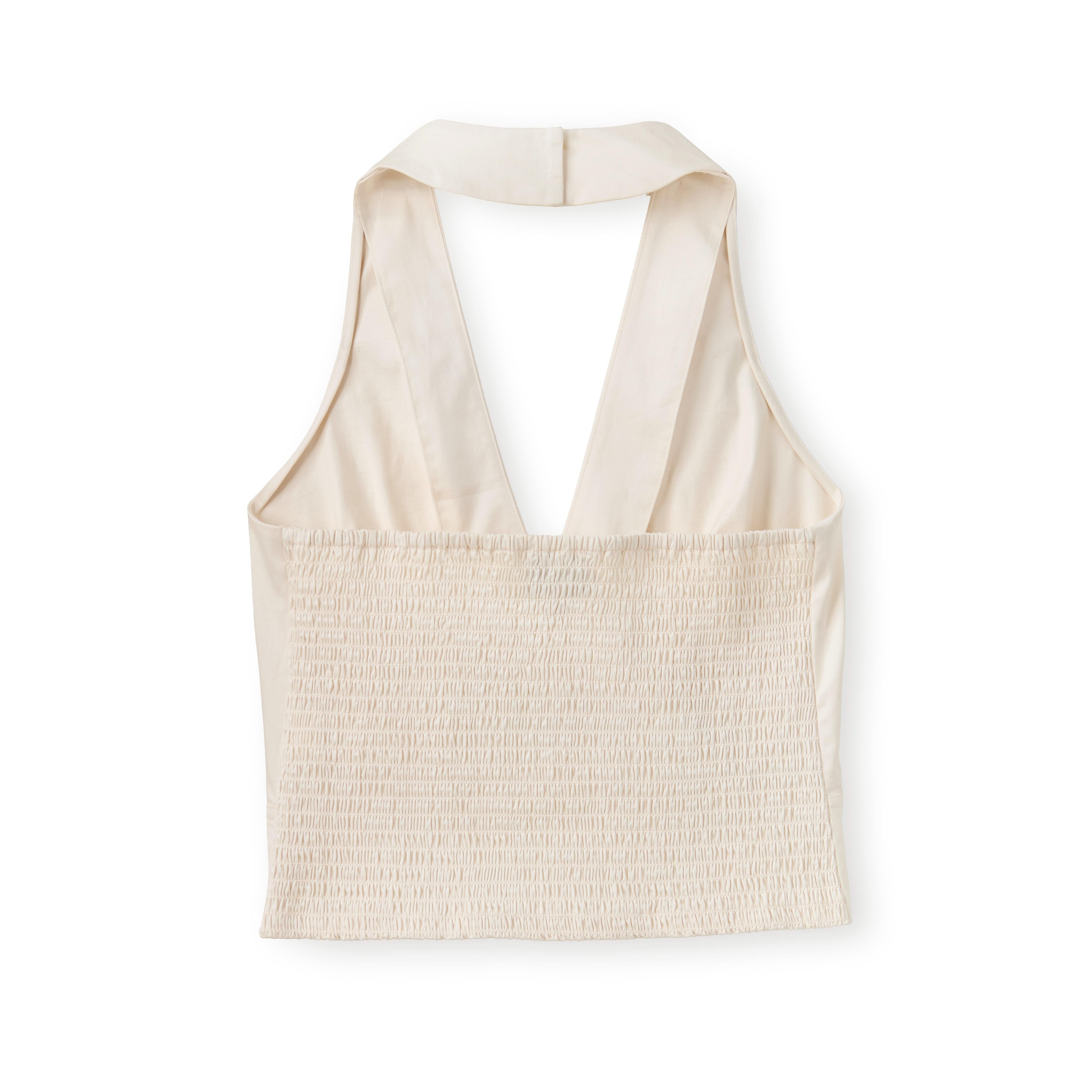 Cartolina - SU26 Olive Halter Top - Ivory