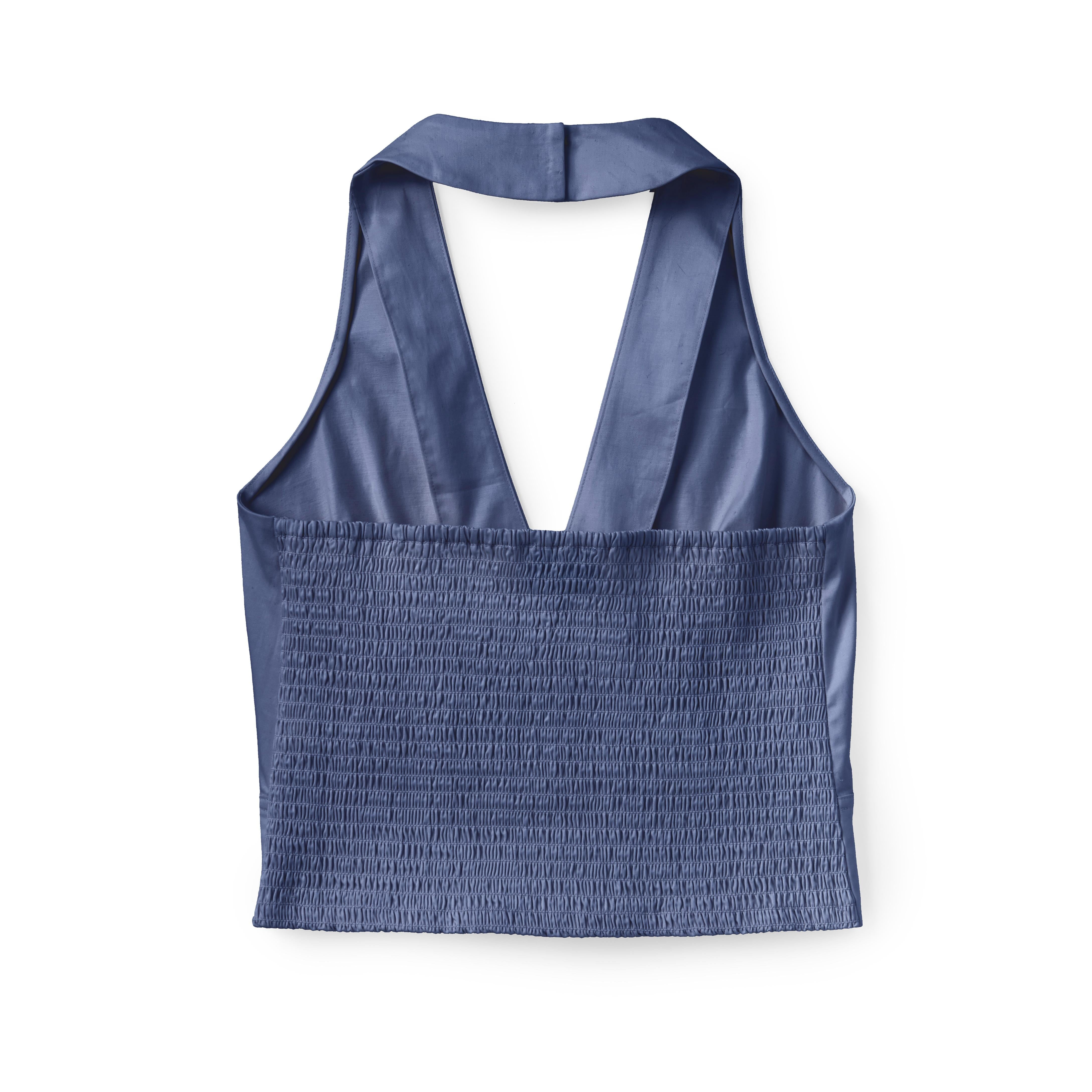 Cartolina - SU26 Olive Halter Top - Coastal Indigo