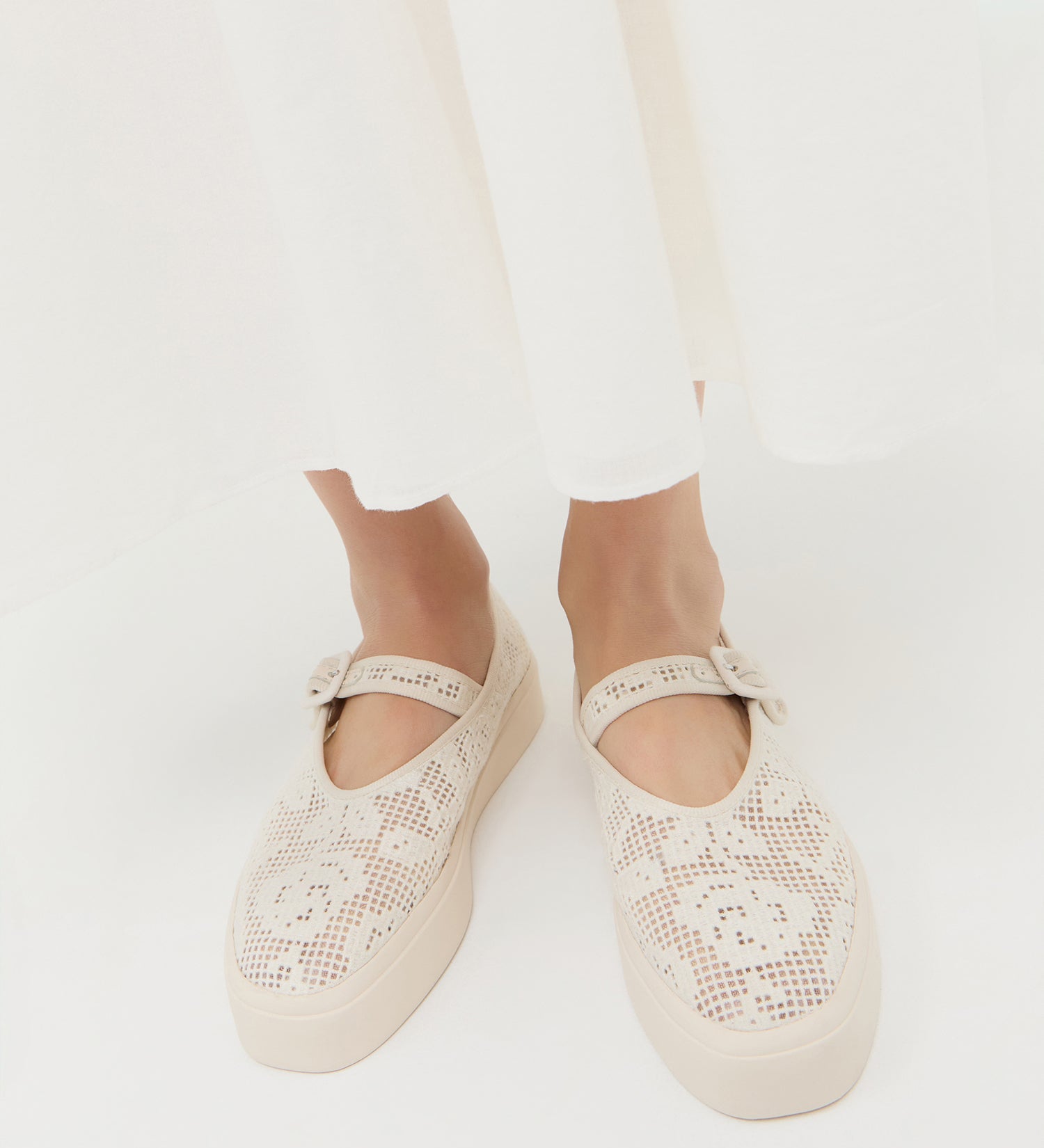 Loeffler Randall - Cooper Cream Lace Mary Jane Sneaker