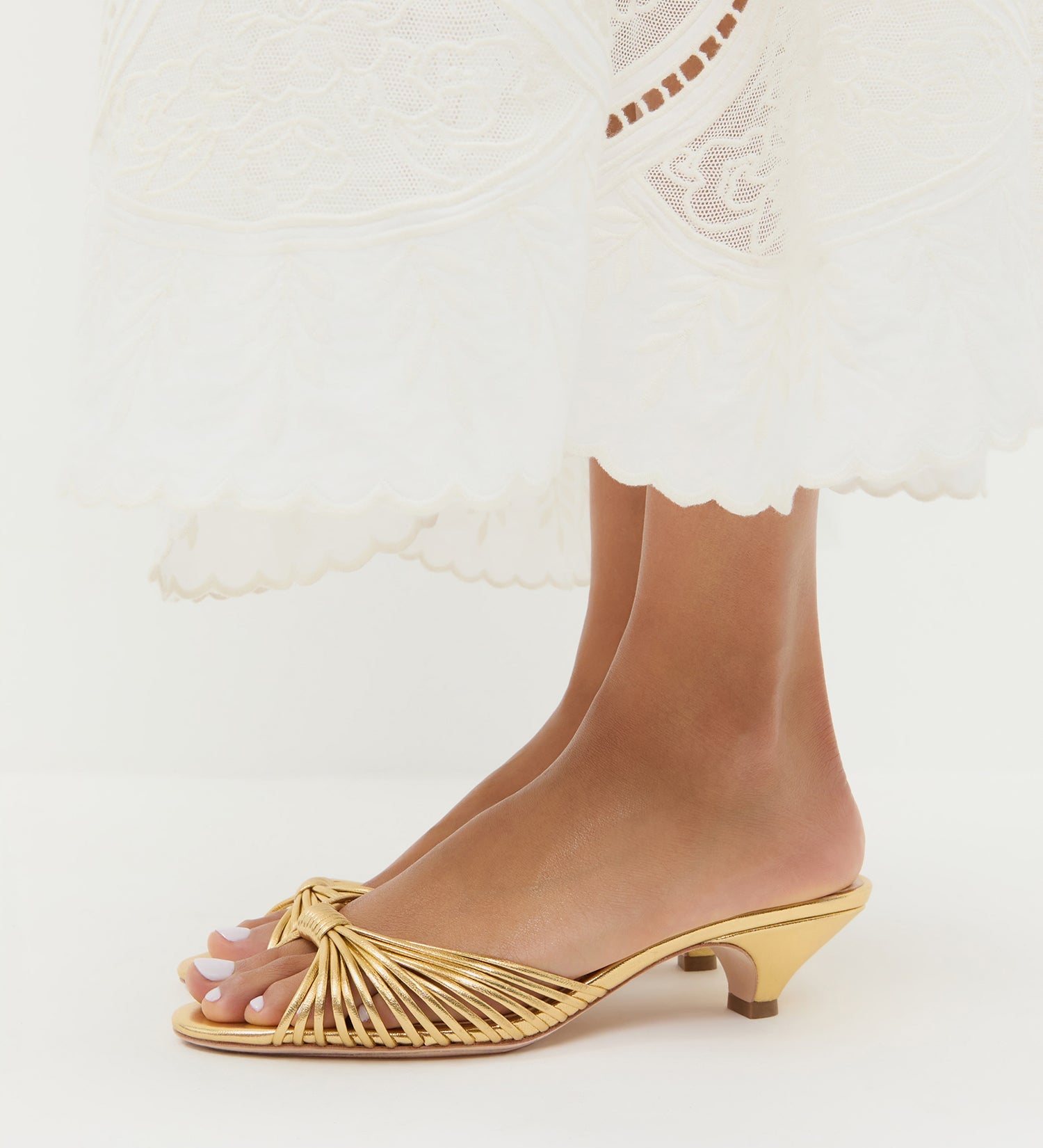 Loeffler Randall - Dixie Gold Leather Kitten Heel
