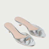 Loeffler Randall - Dixie Silver Leather Kitten Heel